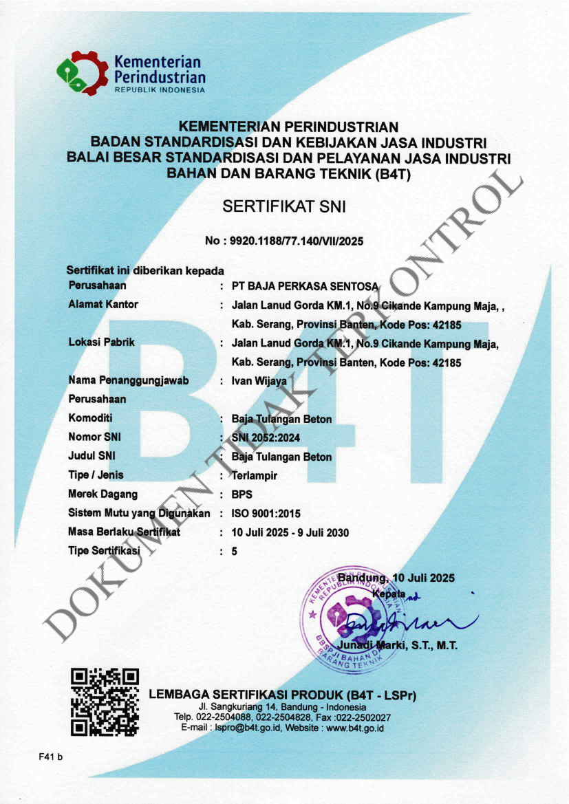 certificate Sertifikat SNI BPS 1