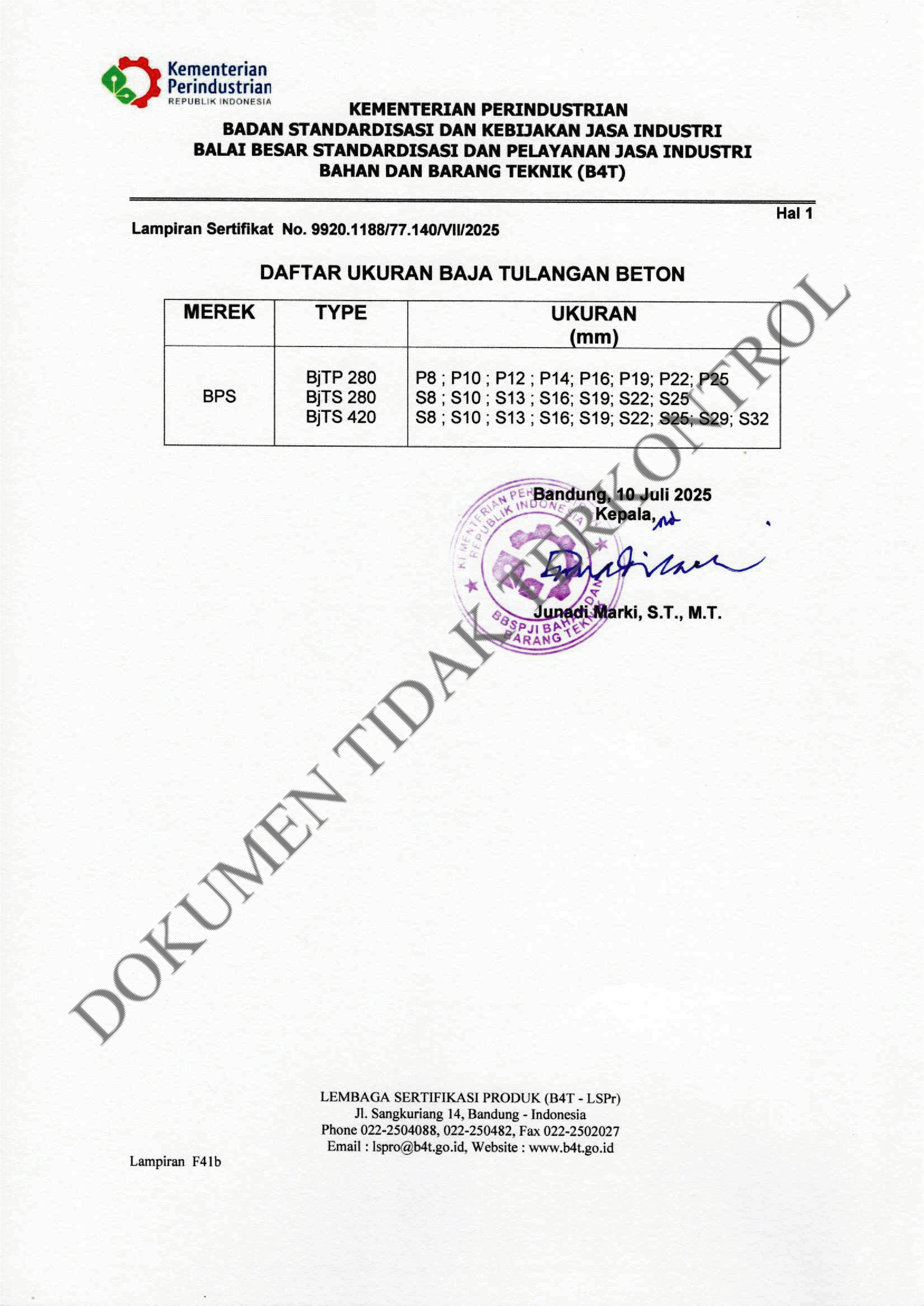 certificate Sertifikat SNI BPS 2
