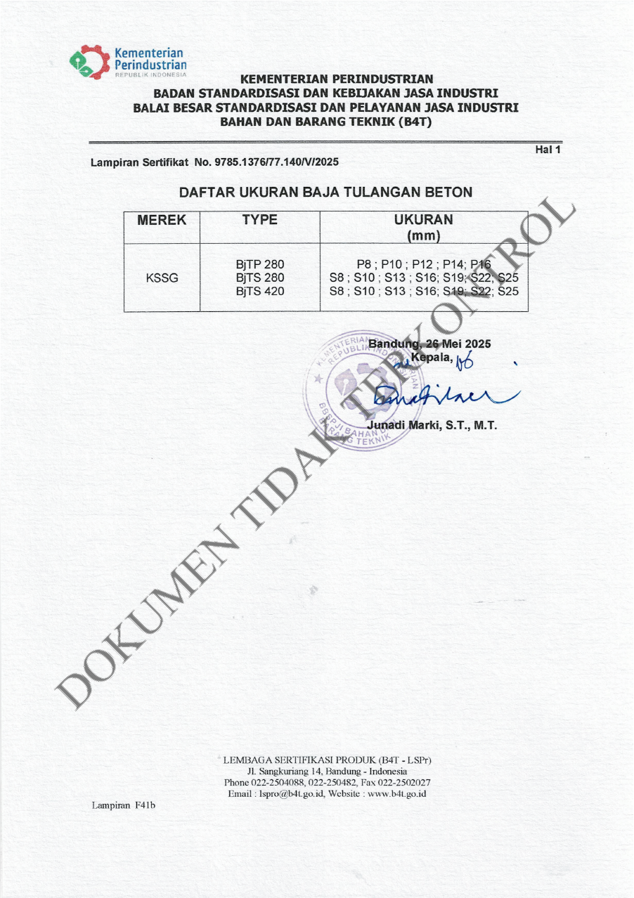 certificate Sertifikat SNI KSSG 2